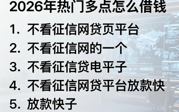 2026年热门多点怎么借钱,罗列五个不看征信网贷平台放款快的口子