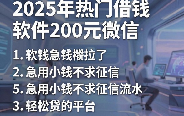 2025年热门借钱软件200元微信,概括5个急用小钱不求征信流水轻松贷的平台
