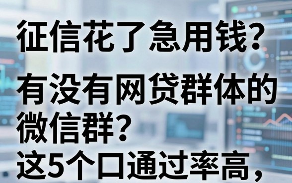 征信花了急用钱?有没有网贷群体的微信群?这5个口子通过率高!