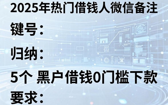 2025年热门借钱人微信备注,归纳5个黑户借钱0门槛极速下款口子