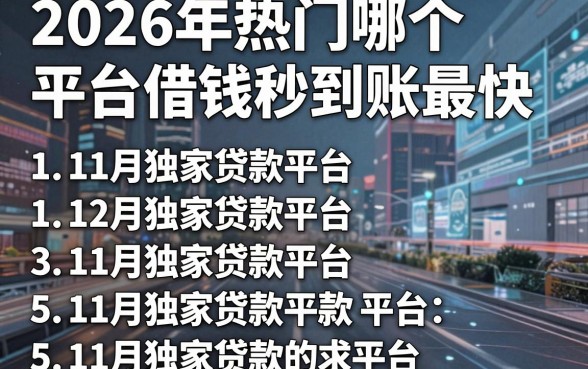 2026年热门哪个平台借钱秒到账最快，整理5个11月独家贷款的平台