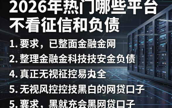 2026年热门哪些平台不看征信和负债，整理5个真正无视风控黑白的网贷口子