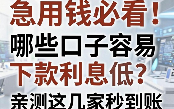 急用钱必看！哪些口子容易下款利息低？亲测这几家秒到账