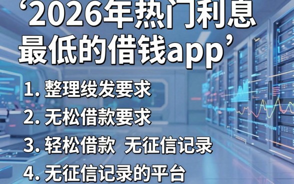 2026年热门利息最低的借钱app，整理五个轻松借款无征信记录的平台