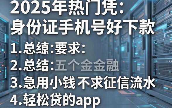 2025年热门凭身份证手机号好下款,总结五个急用小钱不求征信流水轻松贷的app