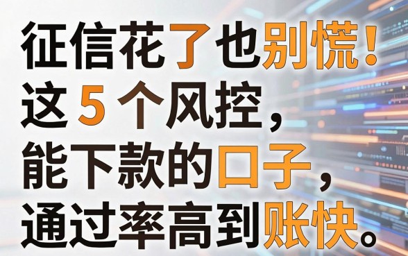 征信花了也别慌!这5个风控能下款的口子,通过率高到账快