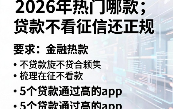 2026年热门哪款贷款不看征信还正规，梳理5个贷款通过高的app