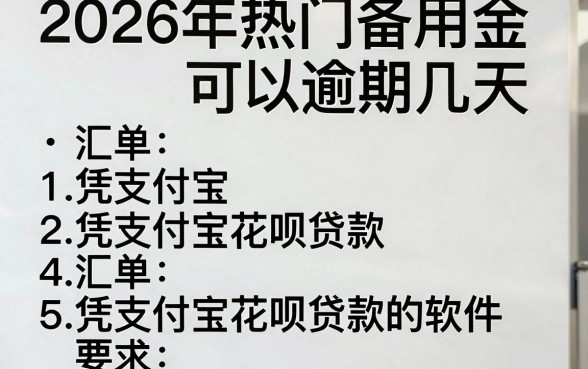 2026年热门备用金可以逾期几天,汇总5个凭支付宝花呗贷款的软件