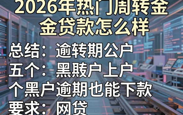 2026年热门周转金贷款怎么样,总结五个黑户逾期也能下款的网贷