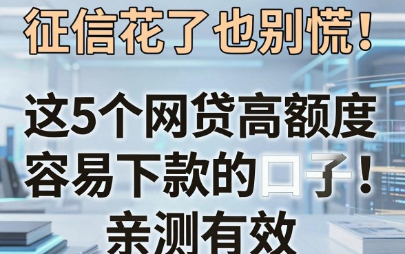 征信花了也别慌!这5个网贷高额度容易下款的口子,亲测有效