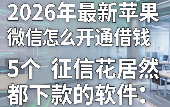 2026年最新苹果微信怎么开通借钱,盘点5个征信花居然都下款的软件
