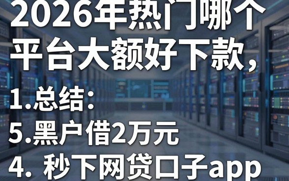 2026年热门哪个平台大额好下款，总结5个黑户借2万元秒下网贷口子app