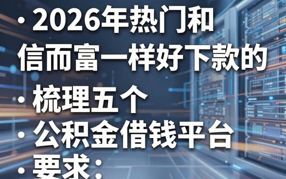 2026年热门和信而富一样好下款的，梳理五个公积金借钱平台