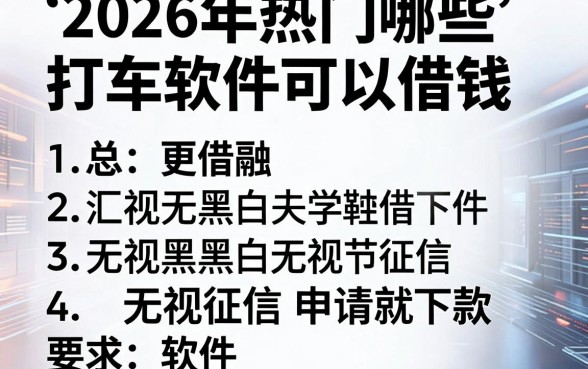 2026年热门哪些打车软件可以借钱，汇总五个无视黑白无视征信申请就下款的软件