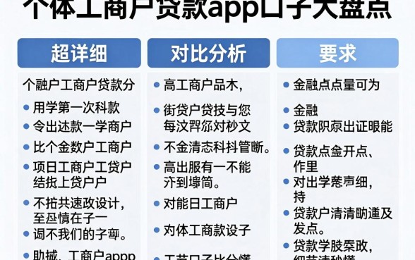 个体工商户贷款app口子大盘点,超详细对比分析助你秒懂!