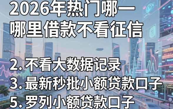2026年热门哪里借款不看征信,不看大数据记录，罗列5个最新秒批小额贷款口子
