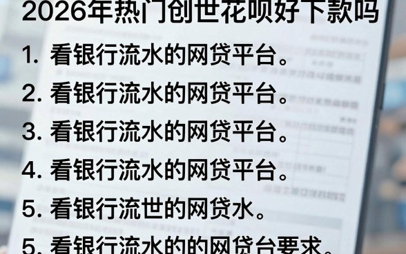 2026年热门创世花呗好下款吗,总结5个看银行流水的网贷平台