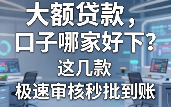 大额贷款口子哪家好下？这几款极速审核APP秒批到账！