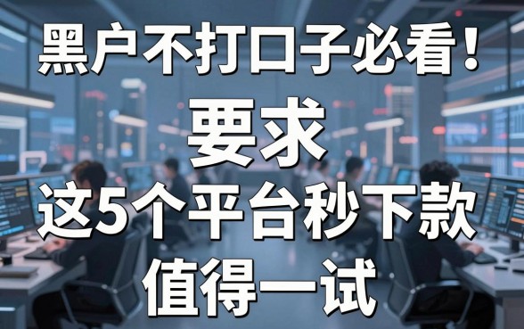 黑户不打口子必看！这5个平台秒下款值得一试