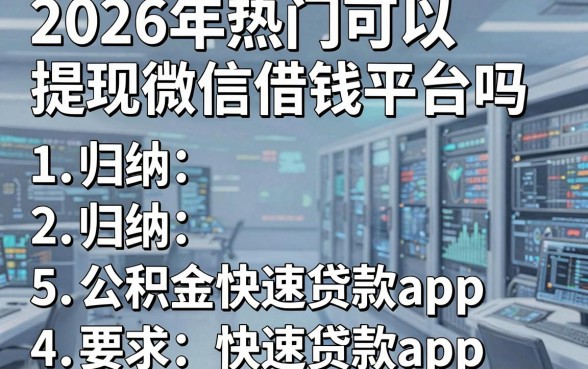 2026年热门可以提现微信借钱平台吗,归纳5个公积金快速贷款app