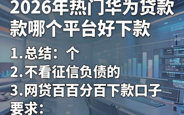 2026年热门华为贷款哪个平台好下款,总结五个不看征信负债的网贷百分百下款口子