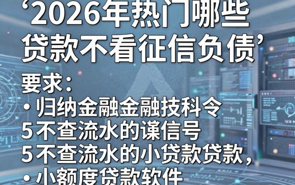 2026年热门哪些贷款不看征信负债，归纳5个不查流水的小额度贷款软件
