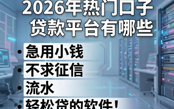 2026年热门口子贷款平台有哪些，整理五个急用小钱不求征信流水轻松贷的软件