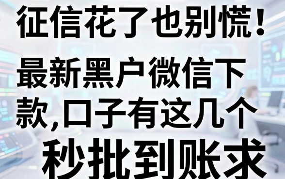 征信花了也别慌！最新黑户微信下款口子有这几个，秒批到账