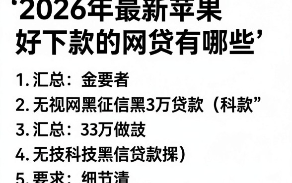 2026年最新苹果好下款的网贷有哪些，汇总五个无视网黑征信黑3万贷款