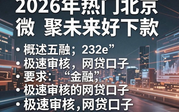 2026年热门北京微聚未来好下款,概括五个极速审核的网贷口子