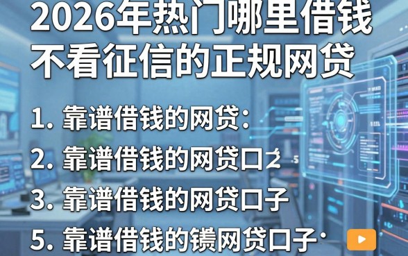 2026年热门哪里借钱不看征信的正规网贷，整理五个靠谱借钱的网贷口子