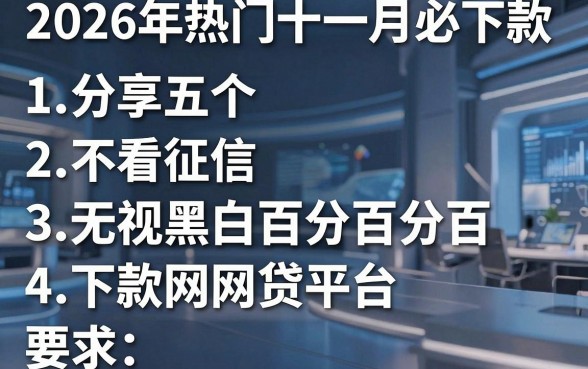 2026年热门十一月必下款，分享五个不看征信无视黑白百分百下款网贷平台