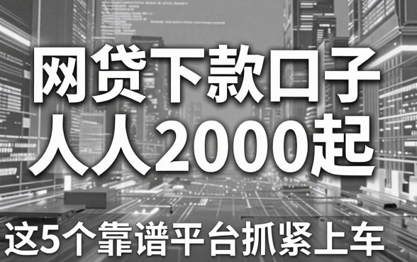 黑白网贷下款口子人人2000起，这5个靠谱平台抓紧上车！