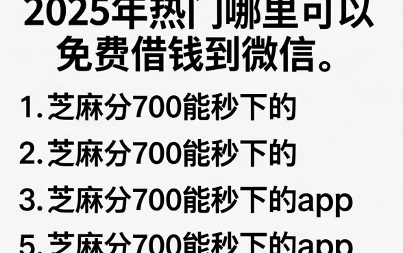 2025年热门哪里可以免费借钱到微信,整理5个芝麻分700能秒下的app