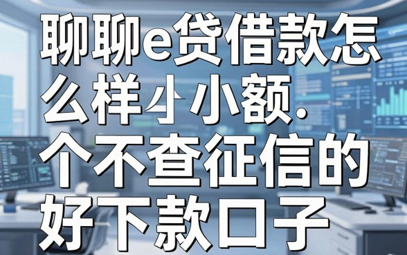 聊聊e贷借款怎么样小额,分享几个不查征信的好下款口子