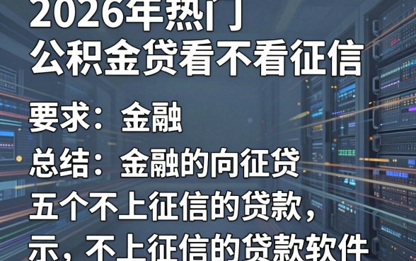 2026年热门公积金贷看不看征信，总结五个不上征信的贷款软件