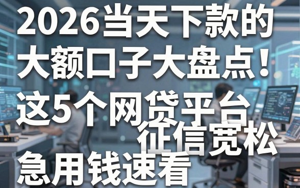 2026当天下款的大额口子大盘点!这5个网贷平台征信宽松,急用钱速看