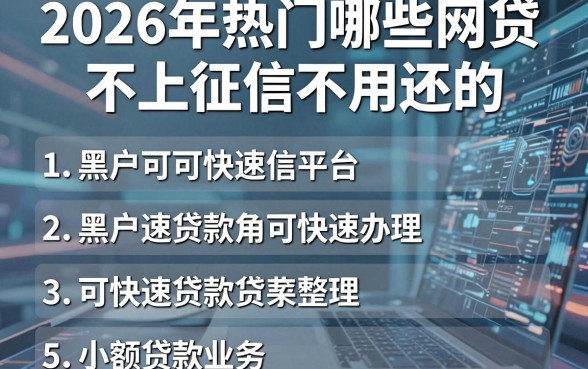 2026年热门哪些网贷不上征信不用还的,整合五个黑户可快速办理小额贷款业务的平台