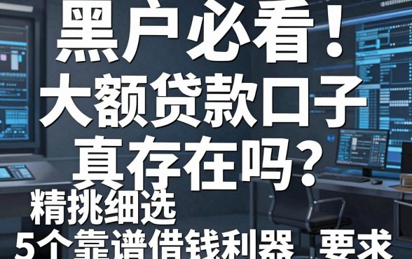 黑户必看！大额贷款口子真存在吗？精挑细选5个靠谱借钱利器