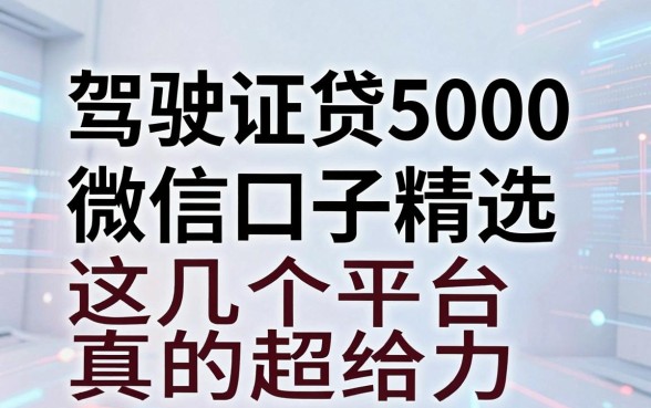 驾驶证贷5000微信口子精选，这几个平台真的超给力！