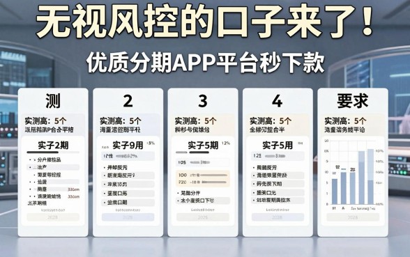 无视风控的口子来了！实测5个优质分期APP平台秒下款