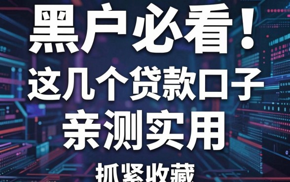 黑户必看!这几个贷款下款口子亲测实用,抓紧收藏