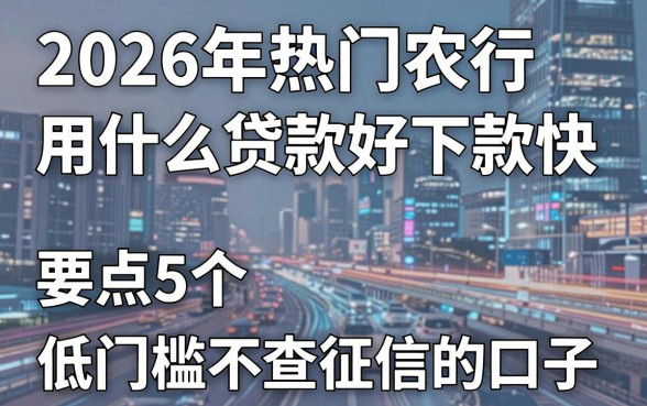 2026年热门农行用什么贷款好下款快,盘点5个低门槛不查征信的口子