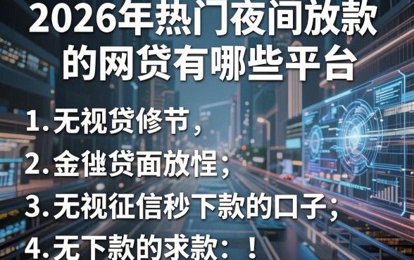 2026年热门夜间放款的网贷有哪些平台,概括五个无视征信秒下款的口子