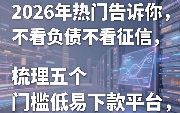 2026年热门告诉你不看负债不看征信,梳理五个门槛低易下款平台