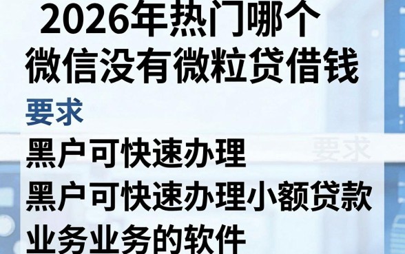 2026年热门哪个微信没有微粒贷借钱,整理五个黑户可快速办理小额贷款业务的软件