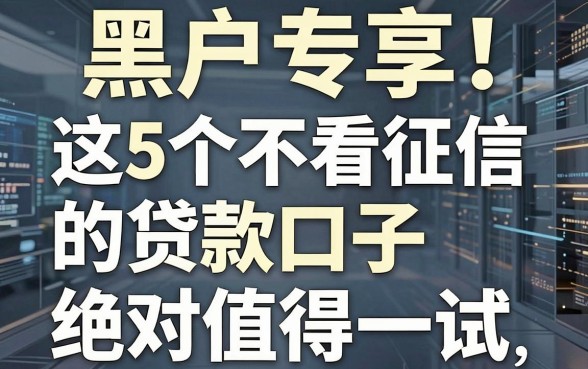 黑户专享！这5个不看征信的贷款口子，绝对值得一试！