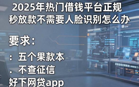 2025年热门借钱平台正规秒放款不需要人脸识别怎么办,归纳五个不查征信好下款的网贷app
