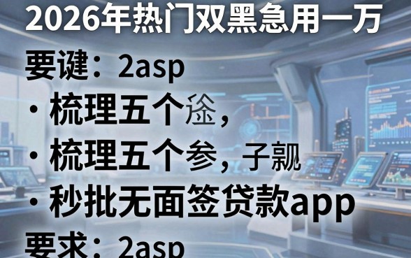 2026年热门双黑急用一万,梳理五个秒批无面签贷款app