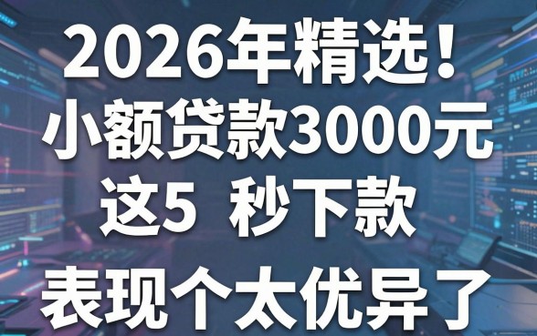 2026年精选!小额贷款3000元秒下款,这5个平台表现太优异了